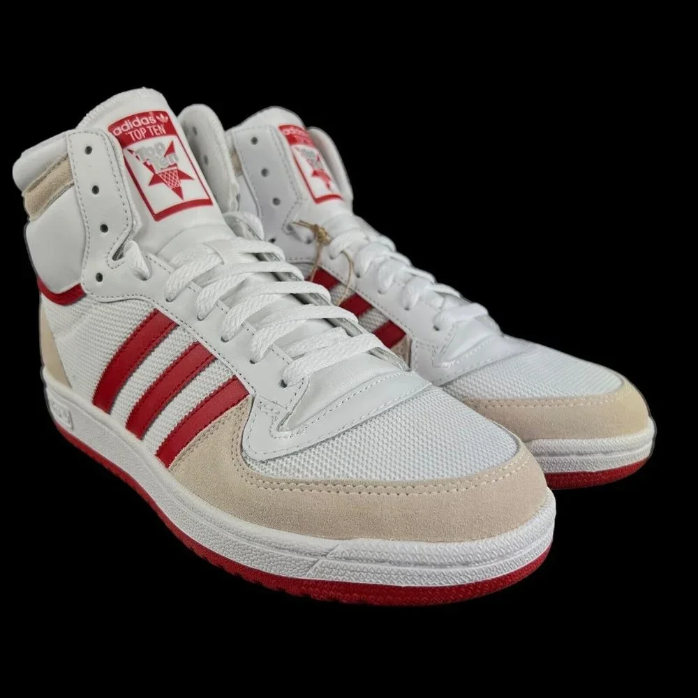 Adidas Top Ten RB Beige Red High Top Shoes FZ6204 Men's Sizes 7.5 - 11.5